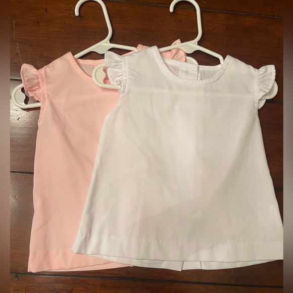 Zuccini Kids bundle 2 blouses - pink & white ruffle sleeve Size 18M - Picture 1 of 5
